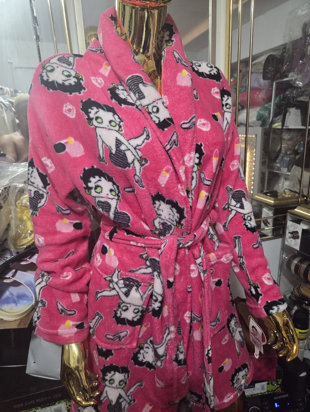 Betty Boop Pink Plush Robe with Character Print
